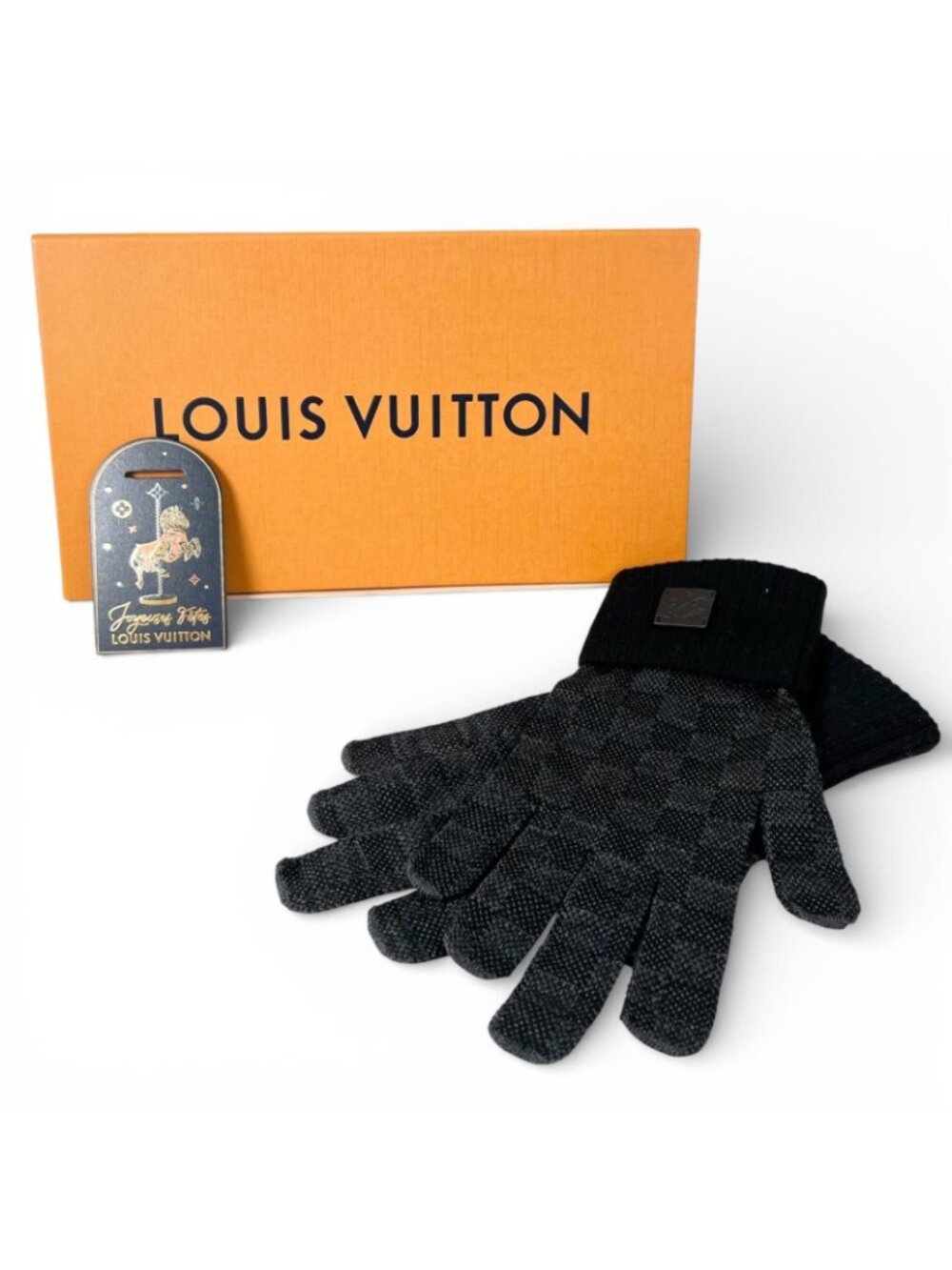 Louis Vuitton Wool Neo Petit Damier Gloves Black - Picture 2 of 8